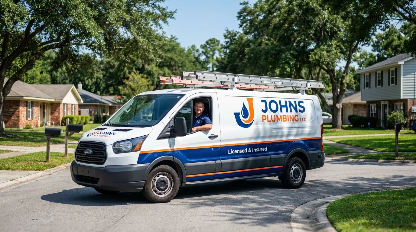 Johns Plumbing LLC service van in Vincent, AL
