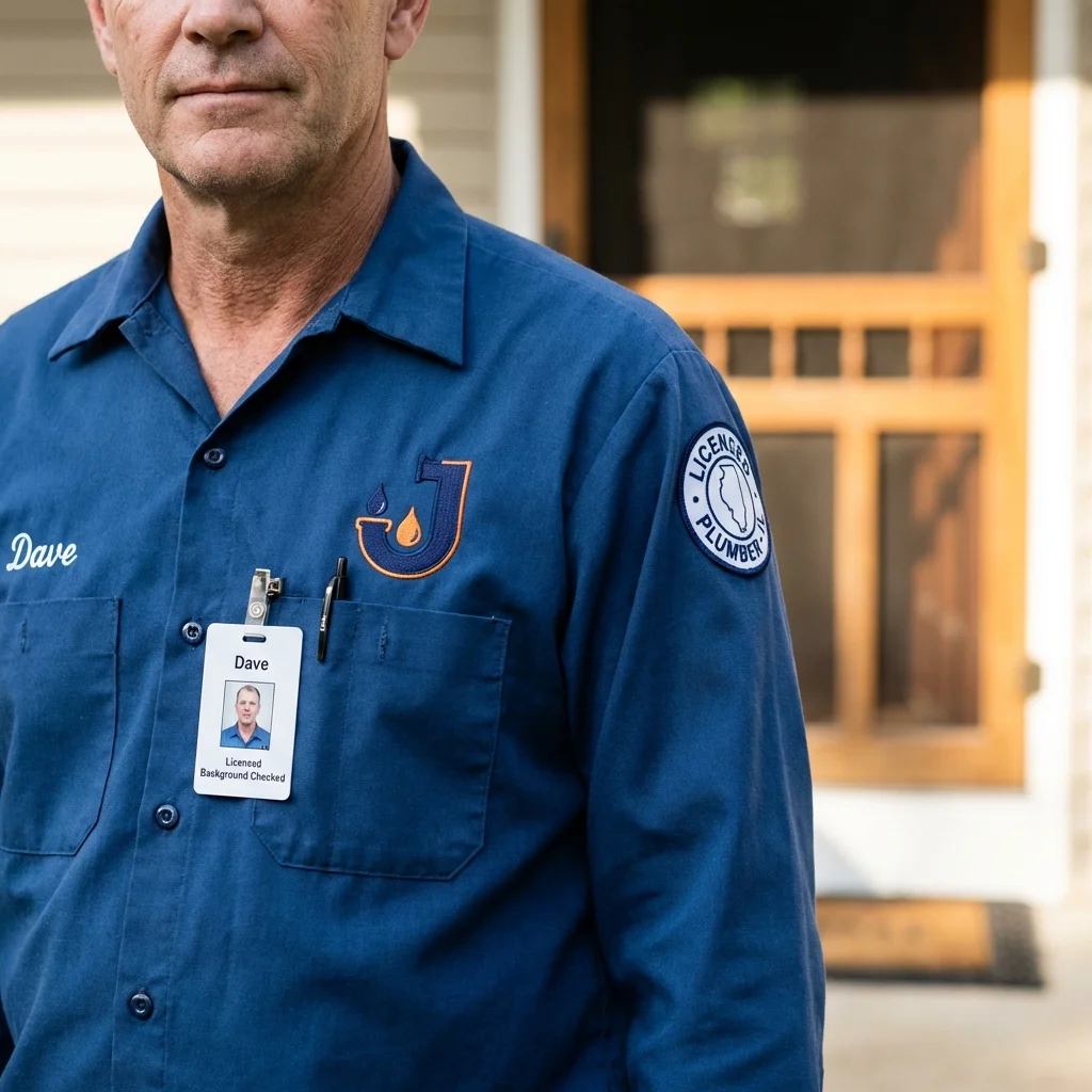 Licensed plumber showing ID badge in Vincent, AL