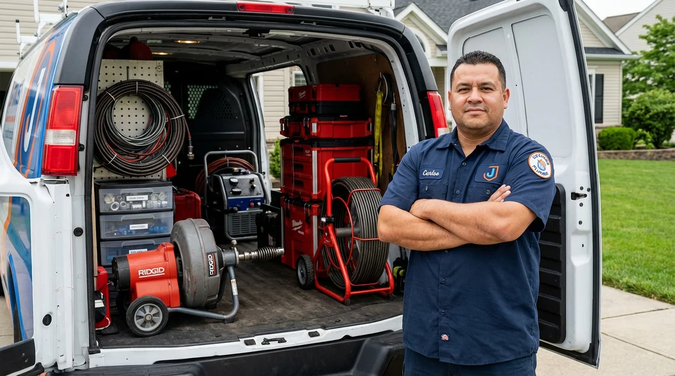 Professional drain cleaning equipment and Johns Plumbing LLC plumber in Vincent