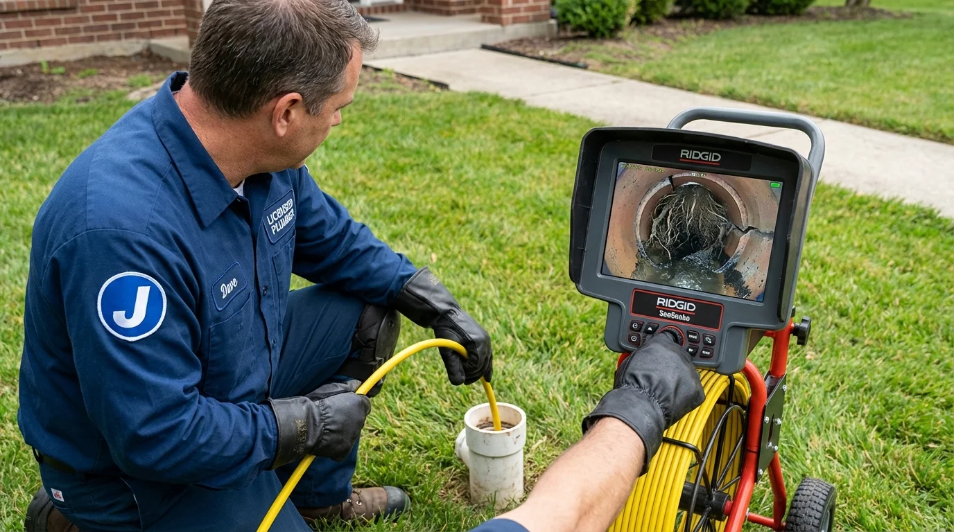 Sewer camera inspection being performed by Johns Plumbing LLC in Vincent